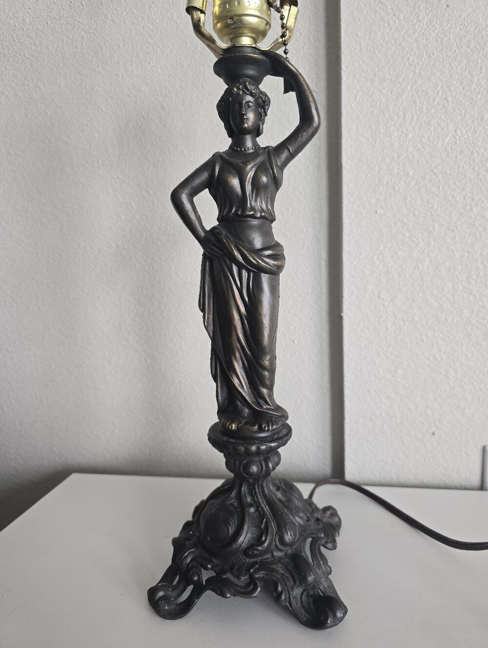 Brass Art Decco Victorian Lamp Standing Woman